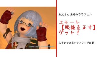 エモート【眼鏡を正す】ゲット！入手方法は長いサブクエをこなさないといけないぞ！